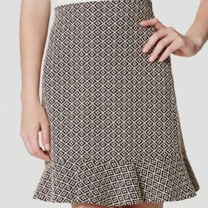 Loft Tile Jacquard Flounce Skirt Forever Navy M